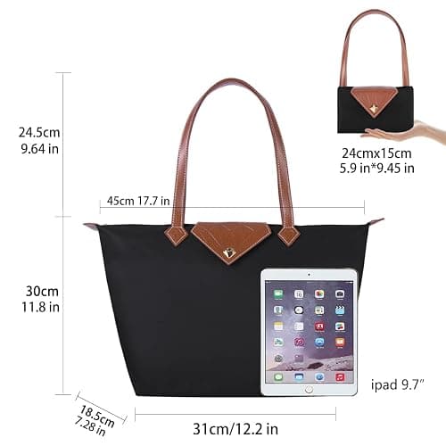 BOJLY Tote Bags for Women Stylish Waterproof Nylon Ladies Shoulder Bag Top Handle Handbag Folding Beach Travel Bag for Work,Shopping, School thumbnail 3