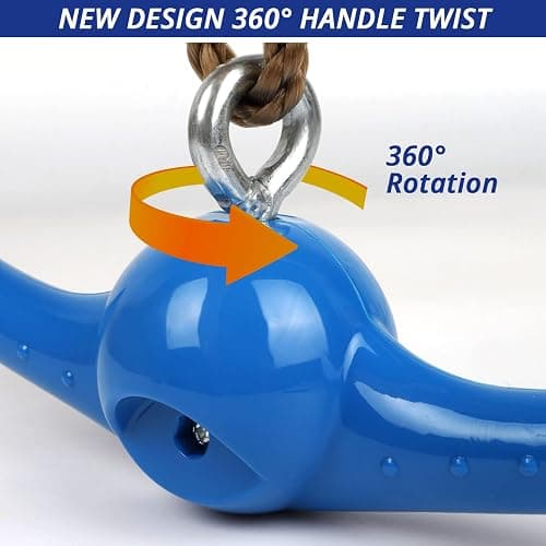 YAMIPROBI Ninja-Twister Swing Spins Set: Slackline Attachments - 360° Handle Twist-Spin Flips Toy Activate Ninja Powers Warrior Accessories Kids Hang Toys for Playground Backyard Blue thumbnail 2