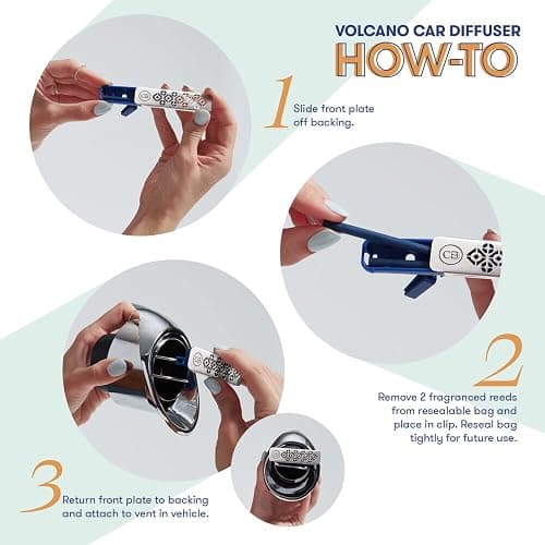 Capri Blue Volcano Fragranced Car Diffuser with Refills - Volcano Car Air Freshener Diffuser - Includes Tropical Fruit Scented Refills thumbnail 6