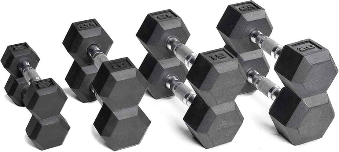 CAP Barbell Rubber Coated Dumbbell Weight Set with Vertical Rack | 100 lb, 150 lb, and 210 lb Options thumbnail 2