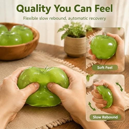 Apple Squishy, Green Squishy Apple Giant Fruit Squishies Realistic Oversized Squishies Toys Slow Rising Decompression Squeeze Fidget Stress Ball for Adults Home Office Anxiety Relief & Focus (Blue) thumbnail 5