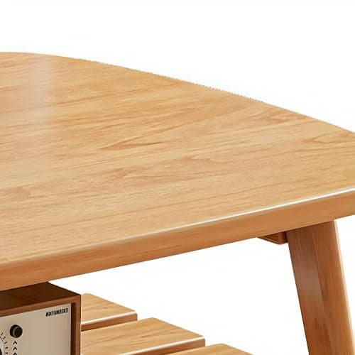 Amazon 2-Tier Foldable Modern Coffee Table Minimalist Wood Coffee Table with Storage Shelf Oval Mid Century Coffee Table for Small Apartment Living Room, Walnut 47" L x 19.5" W x 18" H thumbnail 8