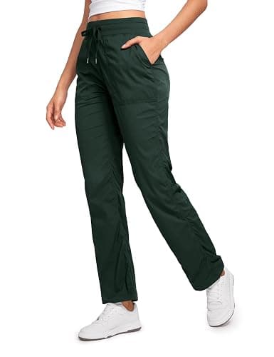 CRZ YOGA Lightweight Straight Leg Workout Pants for Women 28"/30"/32" - Ruched Casual Work Athletic Joggers with Pockets - Image 1
