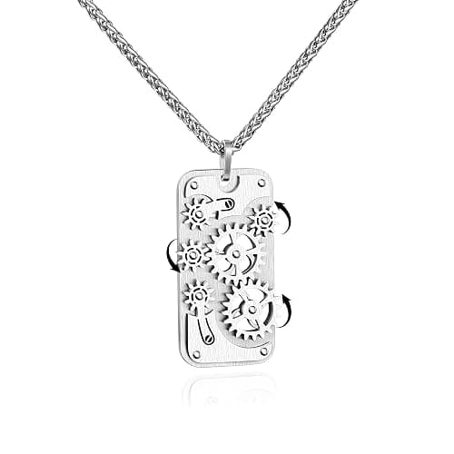 Stainless Steel Mechanical Rotatable Gear Pendant Necklace for Kids & Adults – Fidget Jewelry for Anxiety Relief, Stress – Steampunk Cyberpunk Accessories for Men, Boys, Teens – Gift for Son, Brother - Image 1