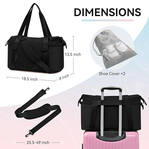 MAXTOP Women's Gym Yoga Duffle Bag with Shoe Pouch,Multi-Purpose Overnight Travel Bag for Gym,Work, Dance, Sports thumbnail 3