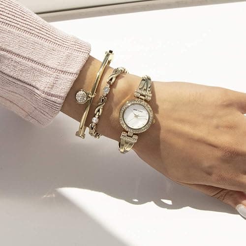 Anne Klein Women's Premium Crystal Accented Bangle Watch and Bracelet Set thumbnail 5
