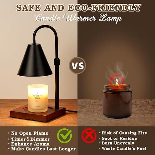 Modern Candle Warmer Lamp with Timer, Dimmable Candle Lamp Warmer, Men Women Christmas Birthday Gifts, Black Candle Warmer, Adjustable Candle Light Warmer, Cozy Living Room Bedroom Home Decor thumbnail 7