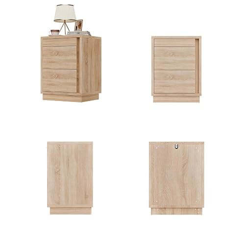 MOUMON Nightstand with Hidden Storage & NFC Lock, Bedside Table End Table with 3 Drawers, Pop-up Design, for Living Room Oak 23.6”W x 19.7”D x 31.5”H thumbnail 8