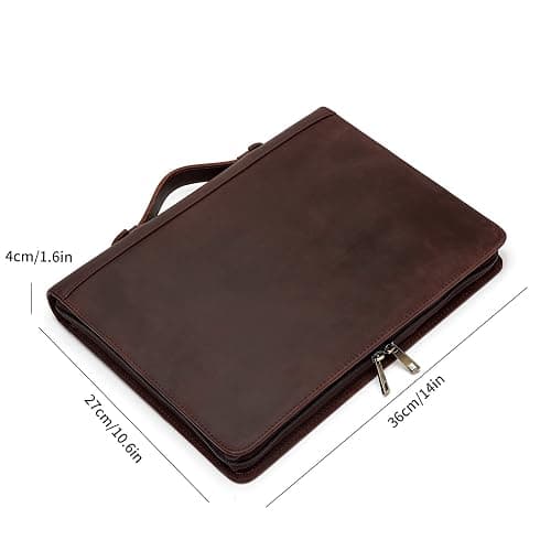 Handmade Genuine Leather Portfolio, Zippered Padfolio with 3 Ring Binder, Professional Business Organizer, Resume Folder, Notebook Organizer with Tablet Document Holder for Men, Women, Business Trip thumbnail 3
