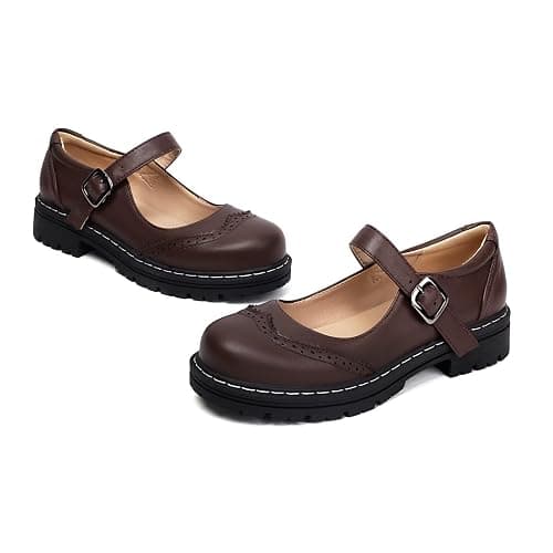 Mary Jane for Women Gothic Oxford Shoes - Flat Shoes, Ankle Tied, Round Toe for Casual Dresses, Work, and Campus thumbnail 7