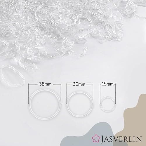 JASVERLIN Clear Hair Elastics, 2000 Pcs Variety Pack of Small, Medium, Large Rubber Bands Ponytail Holders and Polybands for Toddlers, Girls, Women, Baby thumbnail 2