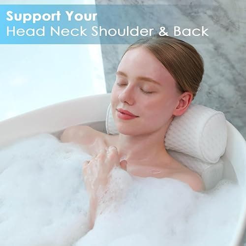 AEROiVi Luxury Bath Pillows for Tub，Bath Pillow Bathtub Pillows for Head and Neck Support Bath Cushion Made from Soft Spacer Mesh Material with Suction Cups thumbnail 3
