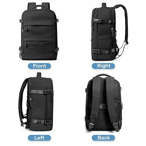 coowoz Large Travel Backpack For Women Men,Carry On Backpack Flight Approved,Hiking Backpack Waterproof Outdoor Sports Rucksack Casual Daypack Fit 15.6 Inch Laptop Shoes Compartment (Black) thumbnail 9