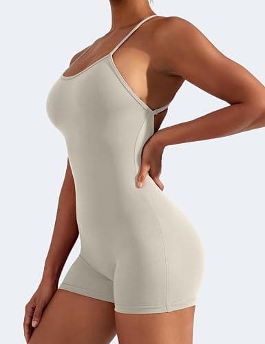 YEOREO CoreFlex Backless Tummy Control Jumpsuits for Women One Piece Workout Jumpsuits Sleeveless V Back Scrunch Yoga Romper thumbnail 3