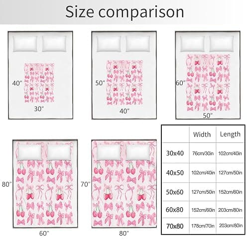 Reateforin Pink Cherry Bow Throw Blanket Back to School Decorations Soft Dorm Room Essentials Gifts for Students Girls Boys Lightweight Coquette Bow Cherry Aesthetic Blanket for Couch Sofa Bed 50"x60" thumbnail 3