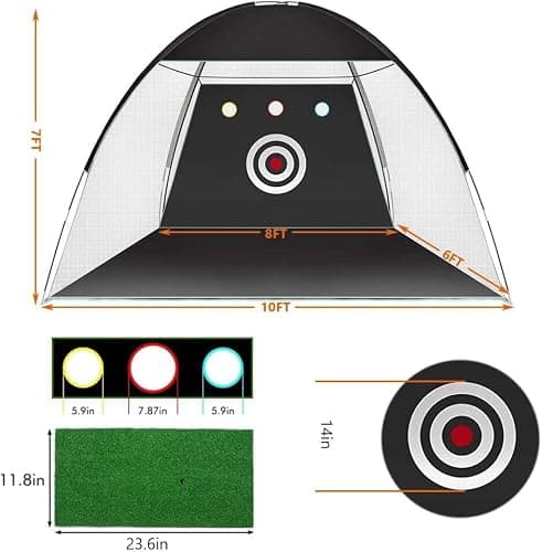 Golf Net, Easy POP UP Golf Practice Hitting Nets with Turf Mat, Easy to Install 10x7.5FT All in 1 Hitting Aid Backyard Driving Chipping Swing Training, Idea Gifts for Men thumbnail 4
