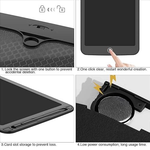 [2 Pack] TIQUS 9.25 Inch LCD Writing Tablet Pad Ewriter Electronic Board and MeMO Notes for and Adults at Home School and Office Middle Stylus [Black] thumbnail 4