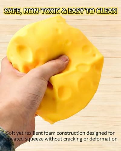 Big Cheese Squishy Jumbo Large Squishy Cheese Block Giant Stress Relief Ball Block Squeeze Toy Huge Yellow Rebounding Squishies Cheesess Cube for Autism ADHD Soft Novelty Toy for Adults Gift(2.4in) thumbnail 5