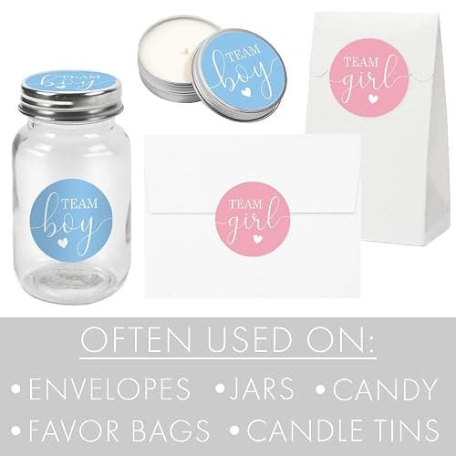 Pink or Blue Gender Reveal Party - Team Boy or Team Girl Stickers - 40 Count thumbnail 5