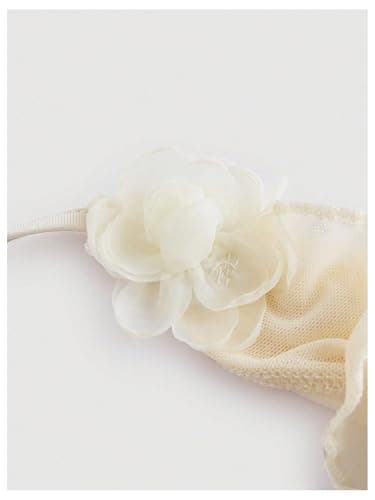 WDIRARA Women's 3D Flower Tie Front Ruffle Trim Halter Top Tie Backless Camisole thumbnail 3