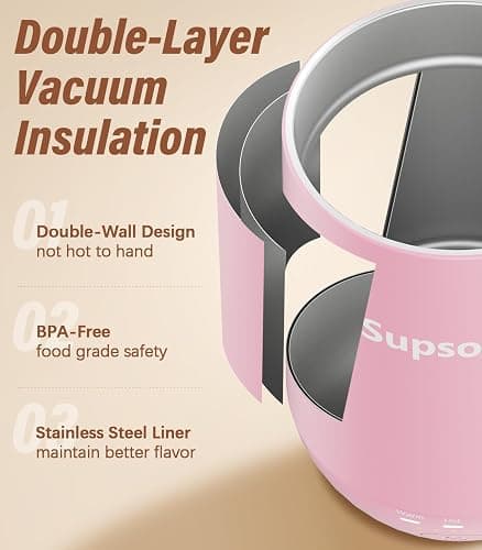 Supsonic - 16oz Self Heating Coffee Mug, Smart Heated Coffee Mug Faster Direct-Contact Heating Up to 149°F, Coffee Mug Warmer Set with Auto Shut-Off - Gifts for Men Women | S2 thumbnail 6