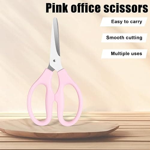 Small Pink Scissors, 5" Stainless Steel Blade with Acrylic Handle All Purpose Scissors Stationery Paper Cutting Tool for Office, Home (Pink) thumbnail 4