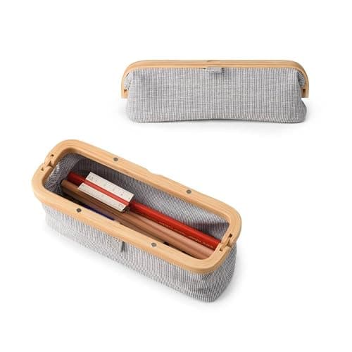 GUDEE UROKI Pen Case Pencil Pouch Lightweight and Spacious with Bamboo Frame Magnetic Opening for Organizing Stationary Office Supply 7.8x2.9.x2.7 inch Men and Women Infinity Blue - Image 1