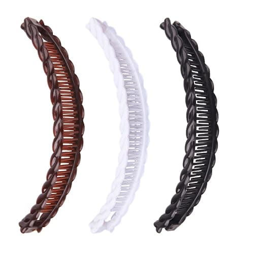 1st Choice 3 Pieces Clincher Combs Banana Combs Banana Clip Grip Comb Fishtail Fish Hair Lady Fish Shape Ponytail Banana Clip Girls Long Women Clamp Accessory - Image 1