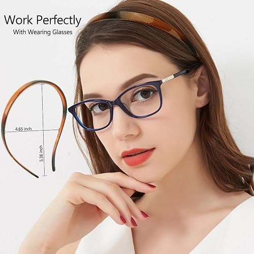 TOBATOBA Comfortable No Pressure Headbands for Glasses Wearers - Non Slip Square Sunglasses Headbands for Women & Girls, 6Pk thumbnail 2