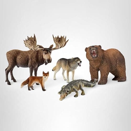 Schleich Wild Life - 5PC North American Animal Figurine Bundle - Realistic Moose, Wolf, Fox, Alligator, and Grizzly Bear Figures - Educational Toys for Kids for Screen-Free Play - 3+ | 77417 | Wild Animal Figurine, Realistic Animal Toys, Safari Toy for Boys and Girls, Screen-Free Imaginative Pretend Play, Montessori thumbnail 9