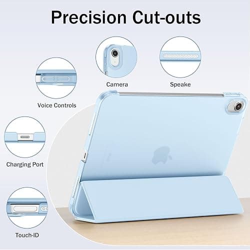 Maledan Case for iPad A16 11th/10th Generation (2025 11 Inch/2022 10.9 Inch), Slim Lightweight Translucent PC Back Stand Shockproof Protective Cover for iPad 10 11, Auto Sleep/Wake, Light Blue thumbnail 7