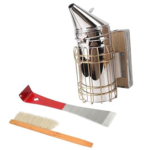 Bee Keeping Starter Kit, Bee Hives Boxes Starter Kit, with Beehive Brush Smoker Scraper Beehive Scraper Tool Frame Lifter Beekeeping Brush Tool Set for Beekeeper Supplies - Image 1