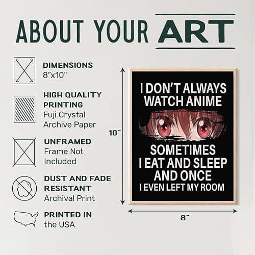 Japanese Anime Wall Decor for Teens - Anime Posters 8x10 - Wall Art Print - funny Sayings Wall Art - Sarcastic Gifts for Boys - Home Theater, Playroom, Movie Room Decor - Teen Girls Bedroom Decor thumbnail 3