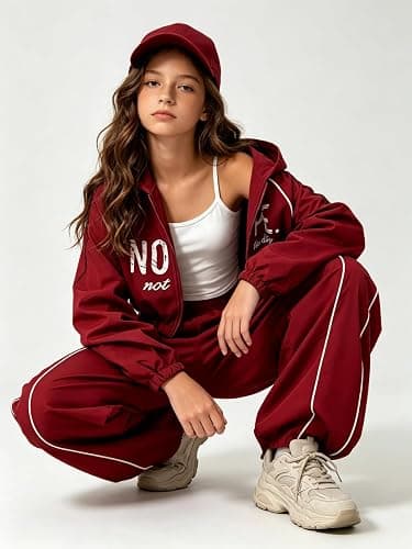 7-14 Years Girls Clothes 3 Piece Sweatshirt Cami Top Pants Outfits for Teen | Letter pattern, Wide-leg pants, 3 Piece set thumbnail 5
