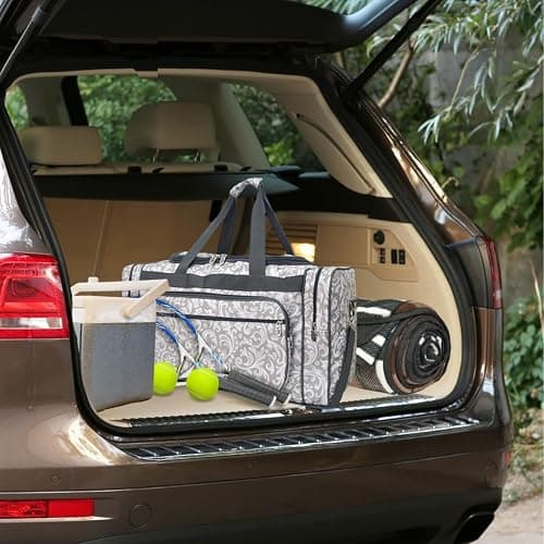 NGIL Canvas 23" inch Duffle Bag (Damask Vine-Gray) thumbnail 2