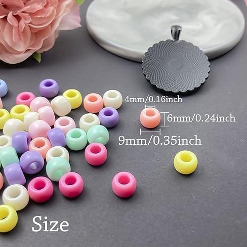 Mulutoo 600 Pcs Acrylic Craft Pony Beads Mix: Colorful Assorted Plastic Pastel Spacer Shape Beads, DIY Jewelry Craft Making thumbnail 3