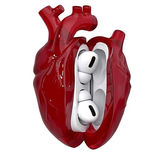 Heart-Shaped Liquid Silicone Protective Case for AirPods Pro 2/1 – Drop-Proof Cover with Metal Hook, Compatible with AirPods Pro Charging Case (Red) - Image 1