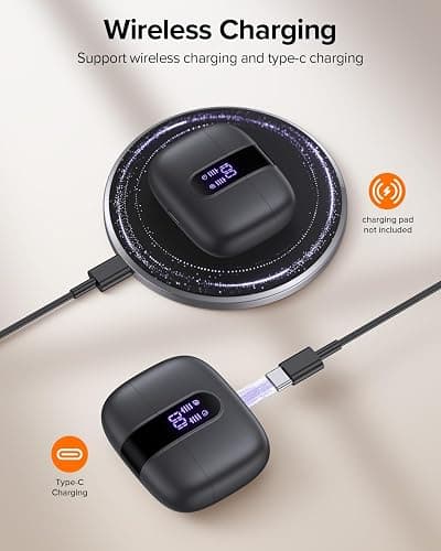 TAGRY Bluetooth Headphones True Wireless Earbuds 60H Playback LED Power Display Earphones with Wireless Charging Case IPX5 Waterproof in-Ear Ear buds with Mic for TV Smart Phone Laptop Computer Sports thumbnail 6
