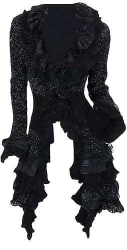 Women Victorian Boho Crochet Cardigan Gothic Steampunk Open Front Knit Sweater - Image 1
