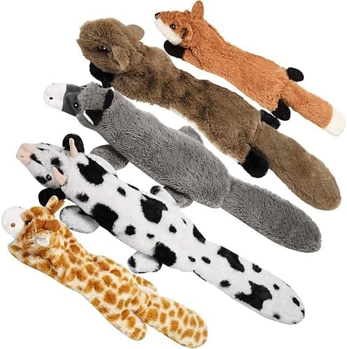 Nocciola 5 pcs Crinkle Dog Squeaky Toys with Double Layer Reinforced Fabric, Durable Dog Toys, No Stuffing Plush Dog Toy Set for Small to Large Dogs - Image 1