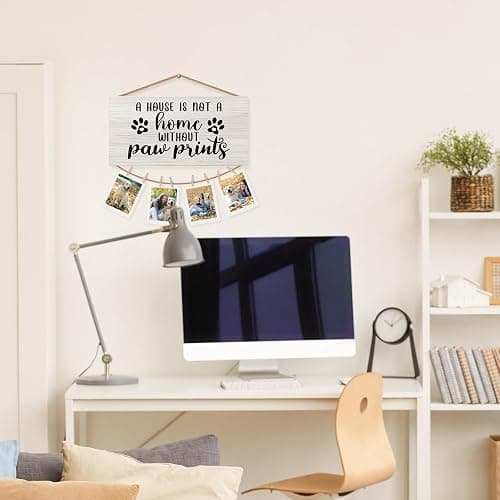 CGBHW Dog Gifts Picture Frame Photo Holder for Wall, Dog Mom Dad Lovers Owner Gifts for Women Men, Pet Lovers Gift, a House Is Not a Home Without Paw Prints Hanging Photo Display Wall Decor thumbnail 2