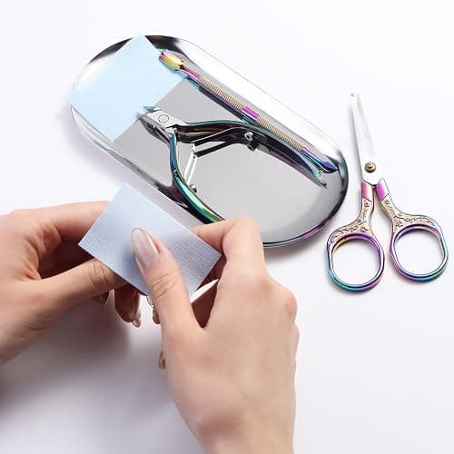 Fspronail 1Pcs Manicure Tools Storage Tray, Oval Stainless Steel Storage Dish Nail Art Accessory Display Tray Jewelry Rhinestone Cosmetic Nail Decorations Organizer Metal Storage Plate (Silver) thumbnail 4