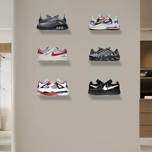 Guntsous 6 PCS Acrylic Floating Shoe Rack Wall Mount Display Shoe Rack Transparent Storage Rack for Home Use Sneaker Display Rack with Screws and Anchors thumbnail 6