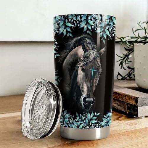 Horse Tumbler 20oz Stainless Steel Insulated Coffee Travel Mug Cup Christian Gifts for Horse Lover Girls Women Gift for Birthday Christmas thumbnail 2