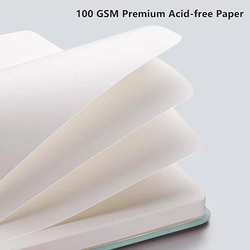 RETTACY Blank Journal Notebook, 192 Pages, A5 Medium Size (5.7'' x 8.3''), Leather Hardcover, 100 GSM Thick Paper, for Sketching, Drawing, Painting (Blue-gray) thumbnail 3