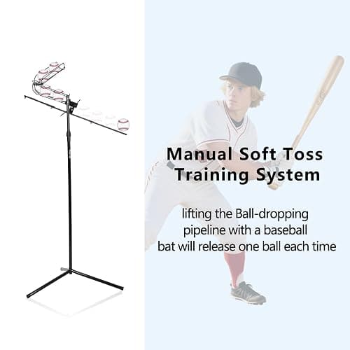 BGOJAB Baseball Soft Toss Pitching Machine | Training System, Support Auto & Manual Ball Drop, Height Adjustable, Hold Up to 10 Balls, Baseball Hitting Swing Trainer for All Ages and Skill thumbnail 3