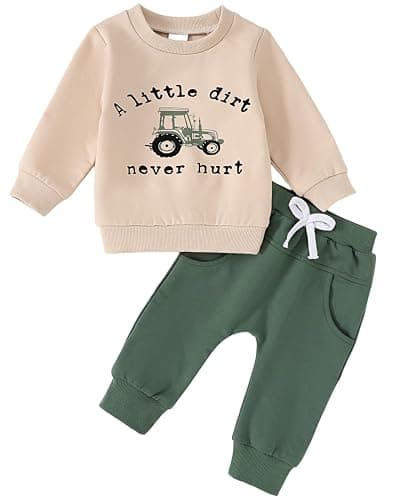 Yvowming Baby Boy Clothes Fall Clothes Truck Print Long Sleeve Pullover Tops + Pant Sets Toddler Winter Outfits - Image 1