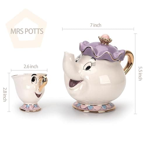 GZHaiTuoSi Cartoon New Beauty And The Beast Teapot Mug Mrs Potts Chip Tea Pot Cup One Set Lovely & set thumbnail 3