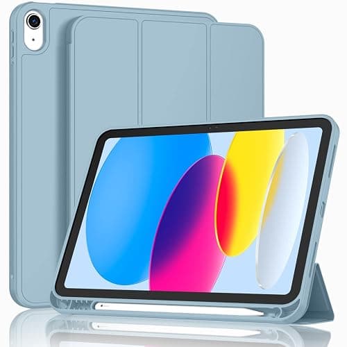 ToaPoia Case for iPad (A16) 11 Inch 2025/iPad 10th Generation 10.9 Inch 2022, Slim Trifold Stand Protective Cover with Pencil Holder and Soft TPU Back,Support Auto Sleep/Wake (Light Blue) - Image 1
