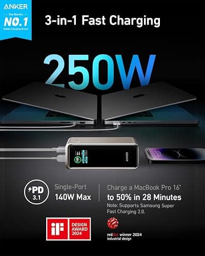 ANKER Prime Power Bank, 27,650mAh 3-Port 250W Portable Charger for Travel, TSA-Approved, Smart App, for MacBook Pro/Air, iPhone 16/15/14 Series, Samsung, Laptops, and More thumbnail 2